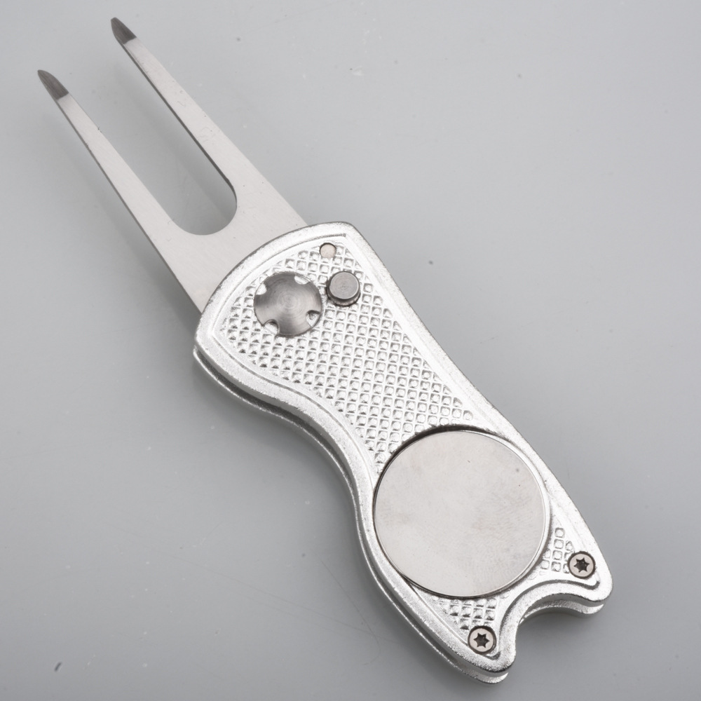 Golf Fruit Ridge tenedor cola de pescado mango de aluminio resorte de acero inoxidable Bola de metal tenedor herramienta de reparación de césped accesorios de golf