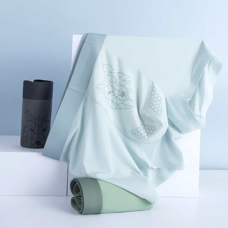 Procesamiento de ropa interior de hombre de seda de hielo de verano personalizada, antibacteriano, transpirable, pantalones de mascarilla fresca, cintura media, calzoncillos bóxer de gran tamaño para hombre