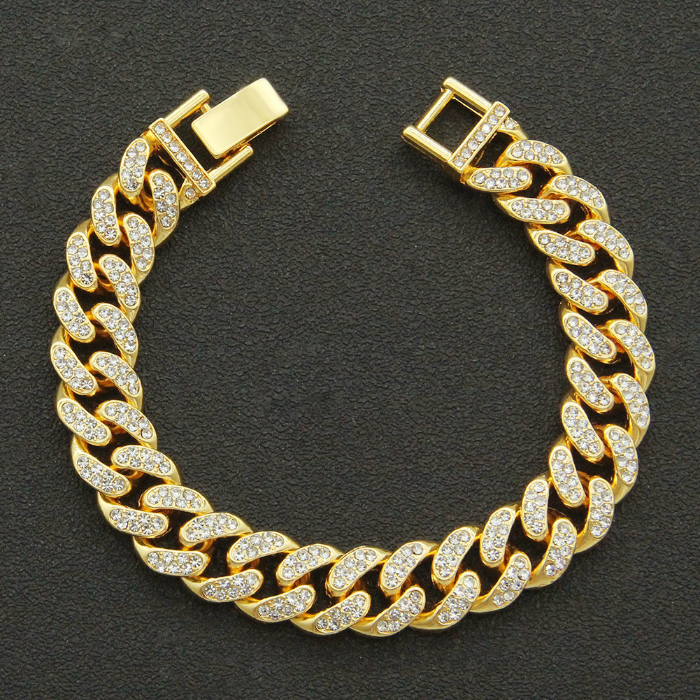 37g Weight Fashion Solid Color Alloy Inlay Rhinestones Men'S Bracelets Men Hip Hop Bracelets