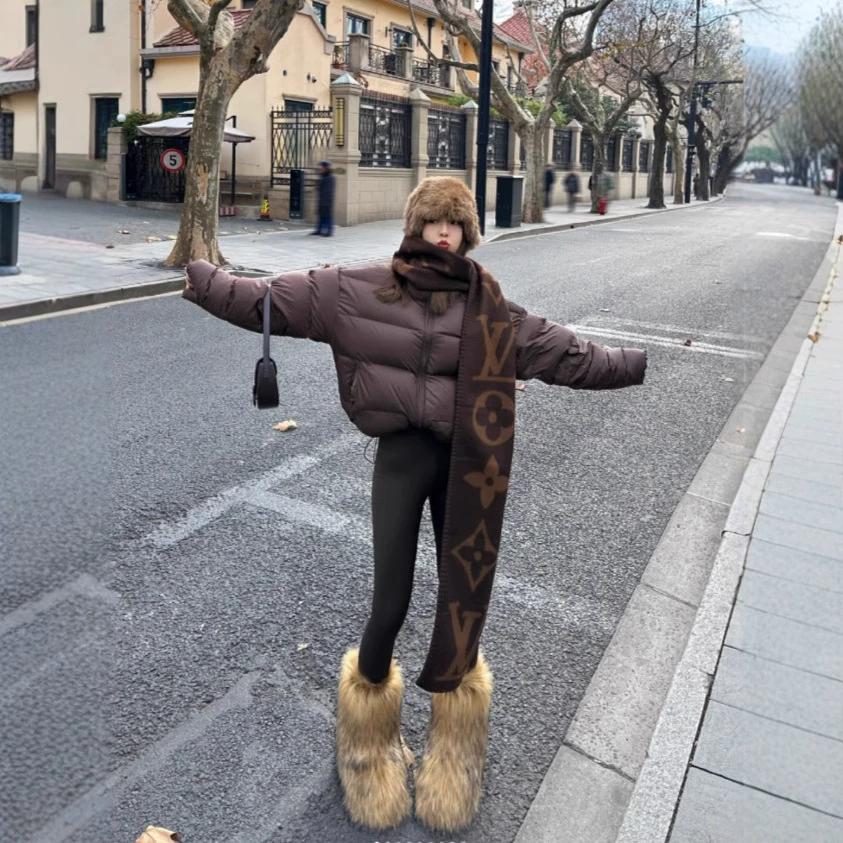 Ken Dou Короткий пуховик женский 2024 новый зимний толстый пальто женский осенний и зимний маленький человек с воротником