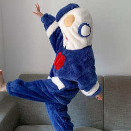 奥特曼儿童珊瑚绒连体衣男童女童冬季睡衣加绒加厚男孩保暖家居服