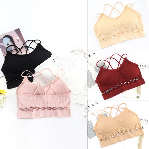 Foreign trade cross-border sexy hollow cross beautiful back-wrapped bra and tube top for women yoga running no rim bra and tube top