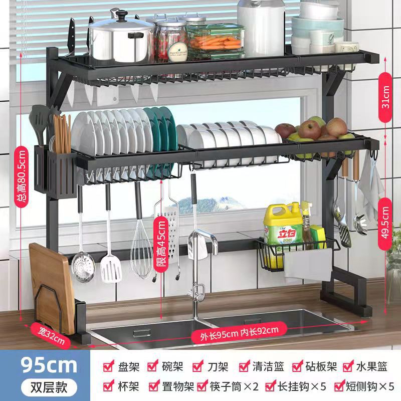 Espesamiento de almacenamiento de cocina fregadero tazón de fuente estante de drenaje Mesa multifuncional estante de almacenamiento de tazón palillos caja de almacenamiento de contenedores