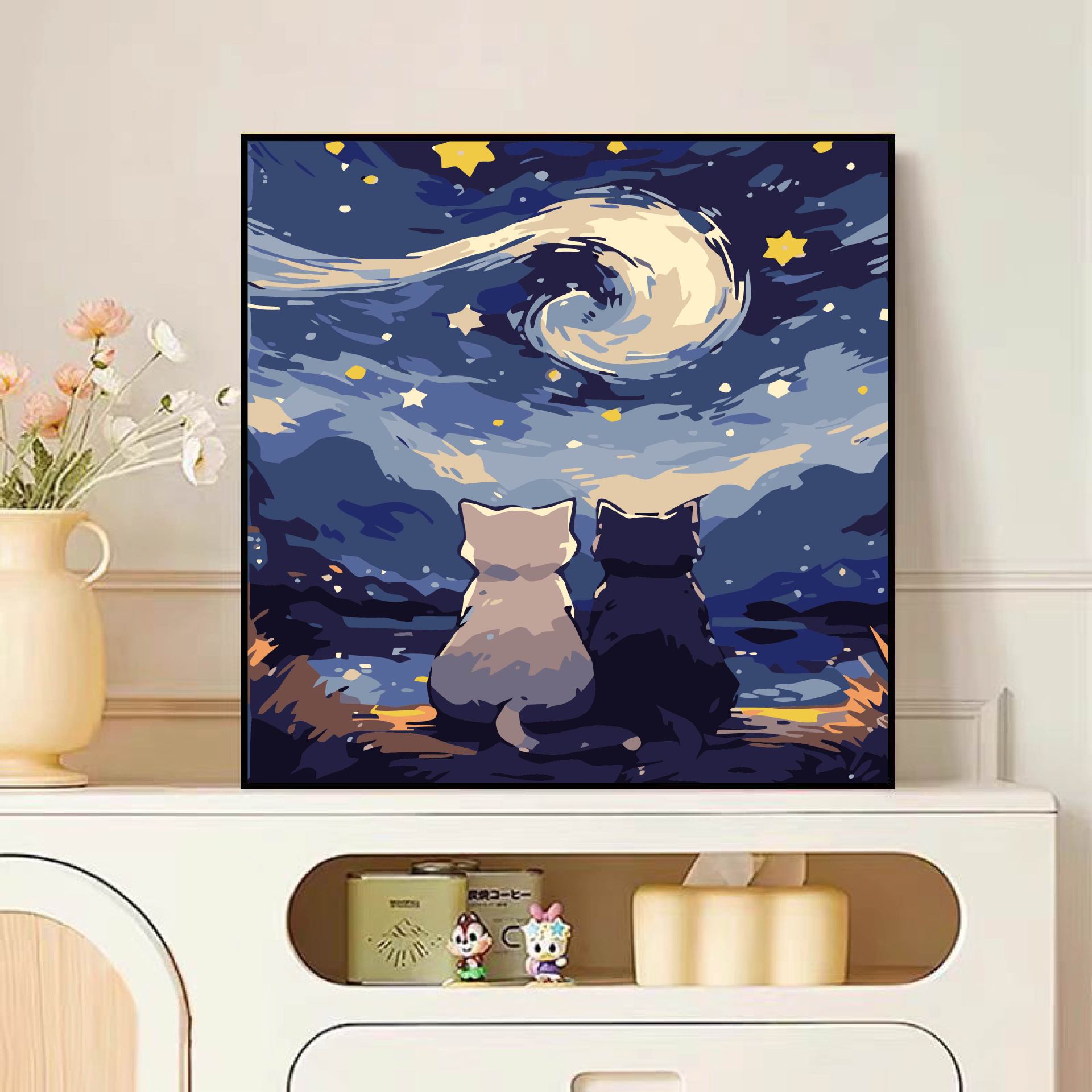 Diy pintura al óleo digital dibujos animados para niños pinturas acrílicas pintadas a mano pinturas de tamaño pequeño pinturas al óleo pintadas de color simple descompresión