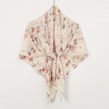 秋冬新款围巾外贸热销民族头巾百搭时尚高级感碎花雪纺印花长巾