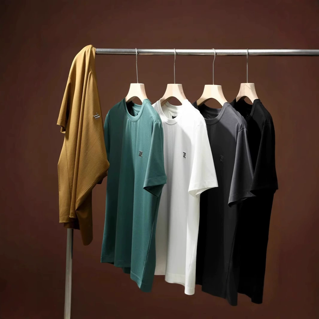 ZZ тот же! Итальянский легкий роскошный опыт! Небесный шелк жидкий аммиак внешняя торговля мужская летняя мода повседневная футболка с короткими рукавами