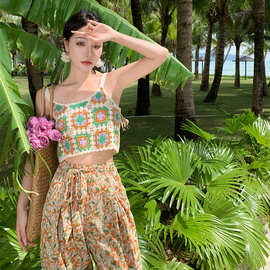 手工钩花上衣针织小上衣度假海边百搭背心图片色均码其他背带款