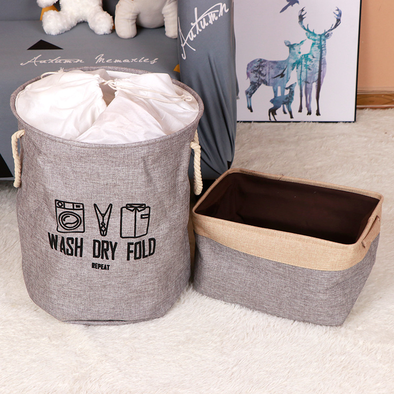 Cesta de almacenamiento redonda cuadrada para el hogar cesta de almacenamiento de artículos diversos al por mayor cesta de almacenamiento cesta de lavandería con cordón