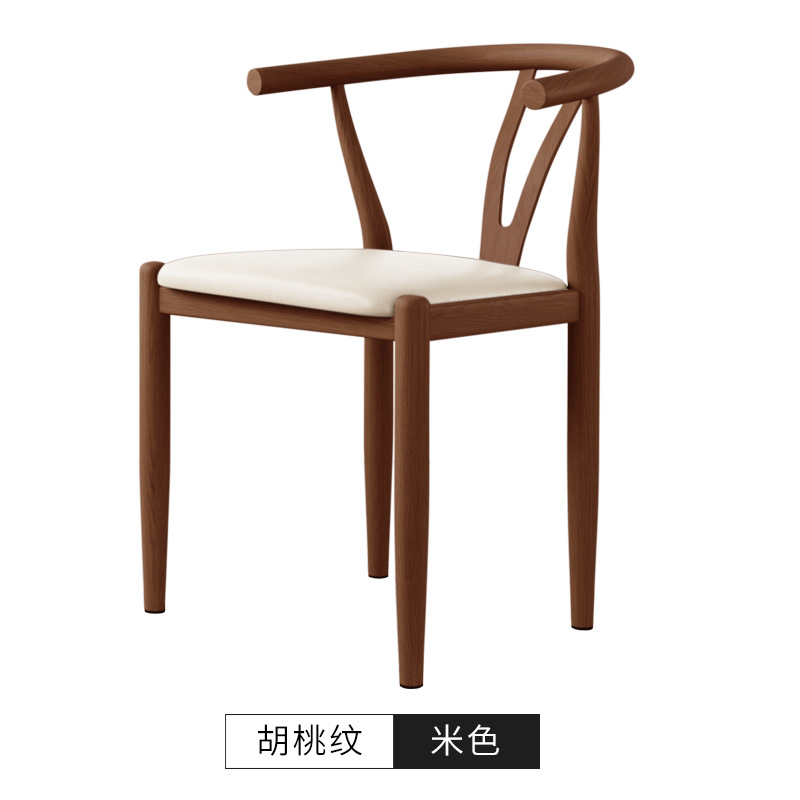Silla de comedor de cornucopia, taburetes de respaldo, escritorio y silla nórdica doméstica, silla de mesa de comedor moderna y simple, imitación de taburetes de madera sólida y hierro forjado