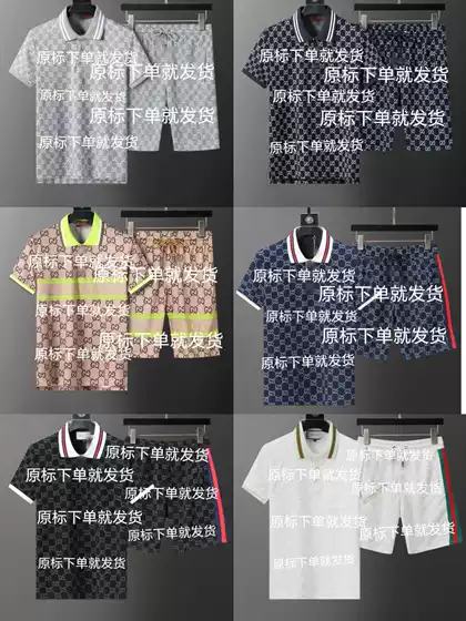 25 New Flocking DL Full Print Interior Velcro Short-sleeved T-shirt Trendy Jacquard Loose Casual Shorts Men's and Women's suit