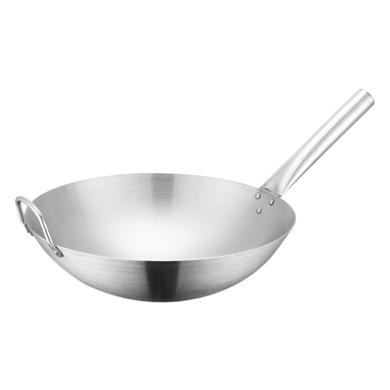 Acero inoxidable sola manija wok hierro frito en caliente sartén grande multiusos frito trípode fondo redondo cocina comercial restaurante cantina WOK