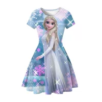 3D Dix-ni Frozen Детская юбка Принцесса Аиша Платье с короткими рукавами Платье для девочек