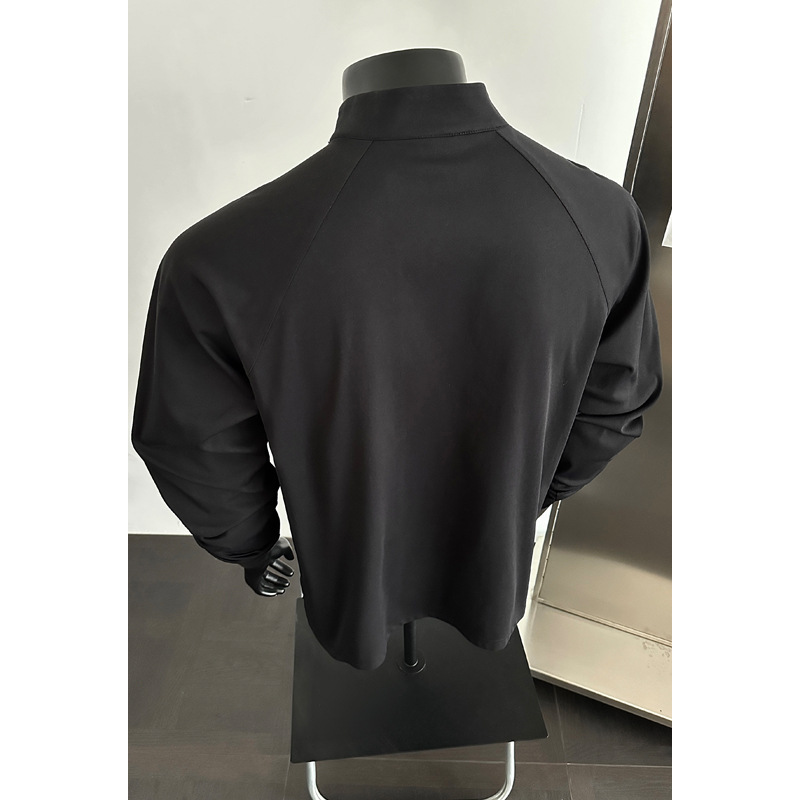 Half-zip Long-sleeve Stand-up Collar Quick-dry Sports T-shirt For Men, Spring Trendy Brand, Patchwork Deconstructed_voghion.com