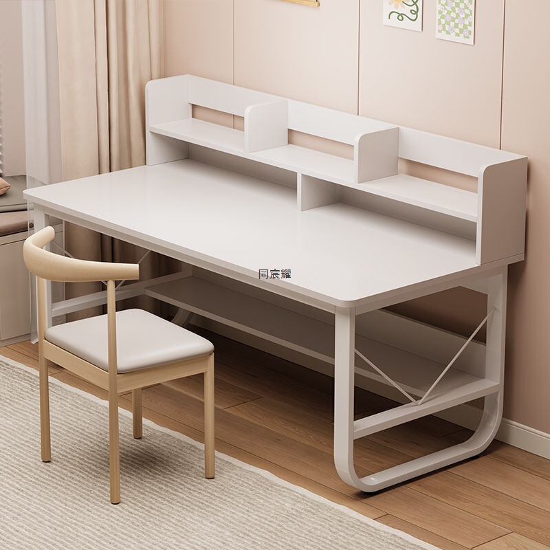 Cream Style Desk Bookshelf Integrated Study Table Home Wall Workbench Office Desk Bedroom Desktop Computer Table