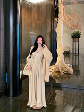 纯欲风套装女甜美长袖毛衣外套女装秋季蕾丝内搭背心上衣阔腿裤