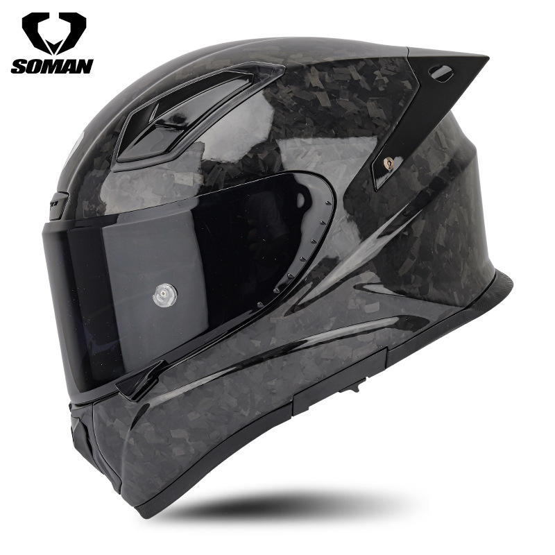 SOMAN Casco de carreras de fibra de carbono Motocicleta para hombres y mujeres a la conducción Motocicleta personalizada Casco para correr profesional Four Seasons Casco integral X8