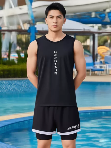 Cross-Border Quick-Drying Fitness Swimsuit, Breathable Running Sports Vest, Men's Sleeveless Vest, Loose-Fitting Clothing, Sports Vest