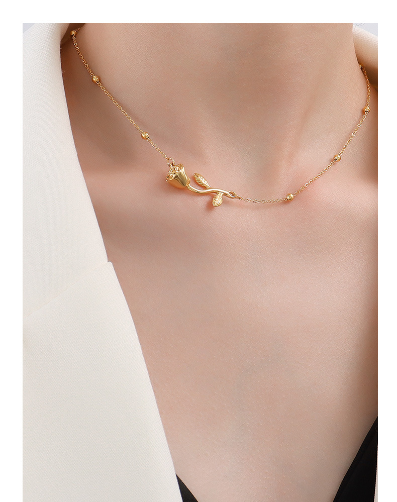 Simple Style Rose Titanium Steel Plating Necklace 1 Piece