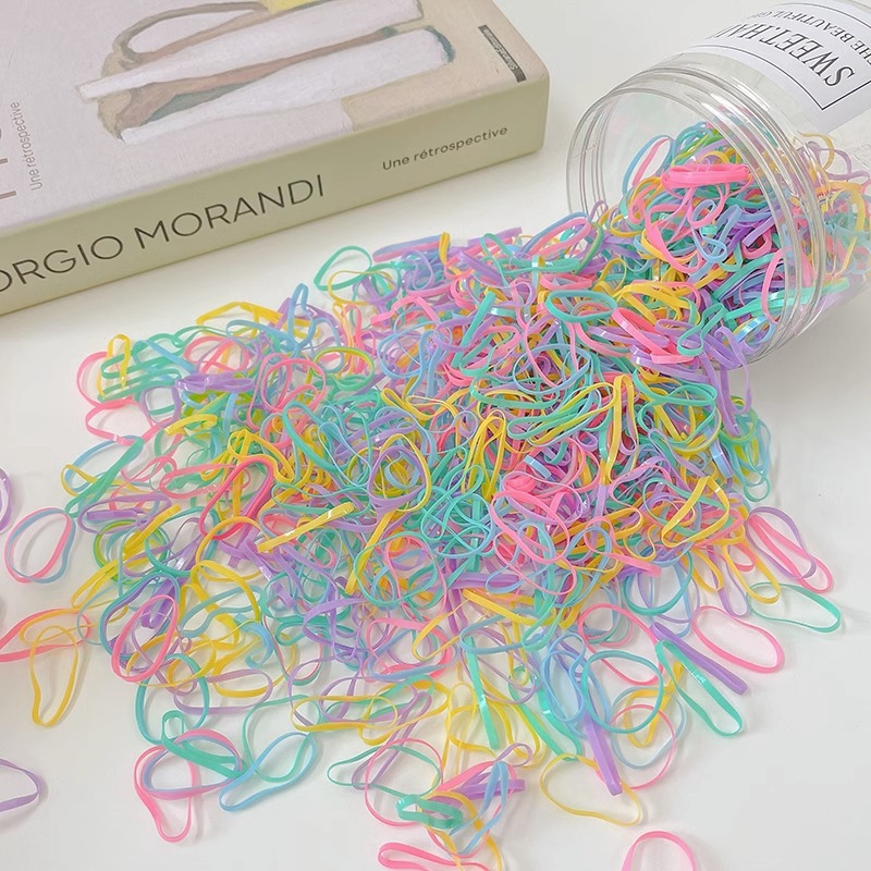 Banda de goma desechable para el cabello no lastimado Anillo de goma para trenza de niña Banda de goma Color Valor de alta cuerda elástica para el cabello Tocado