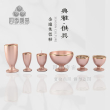 四季唐密黄铜精工表面烤漆 圆满型家居佛堂供具 真言宗五具足三寸