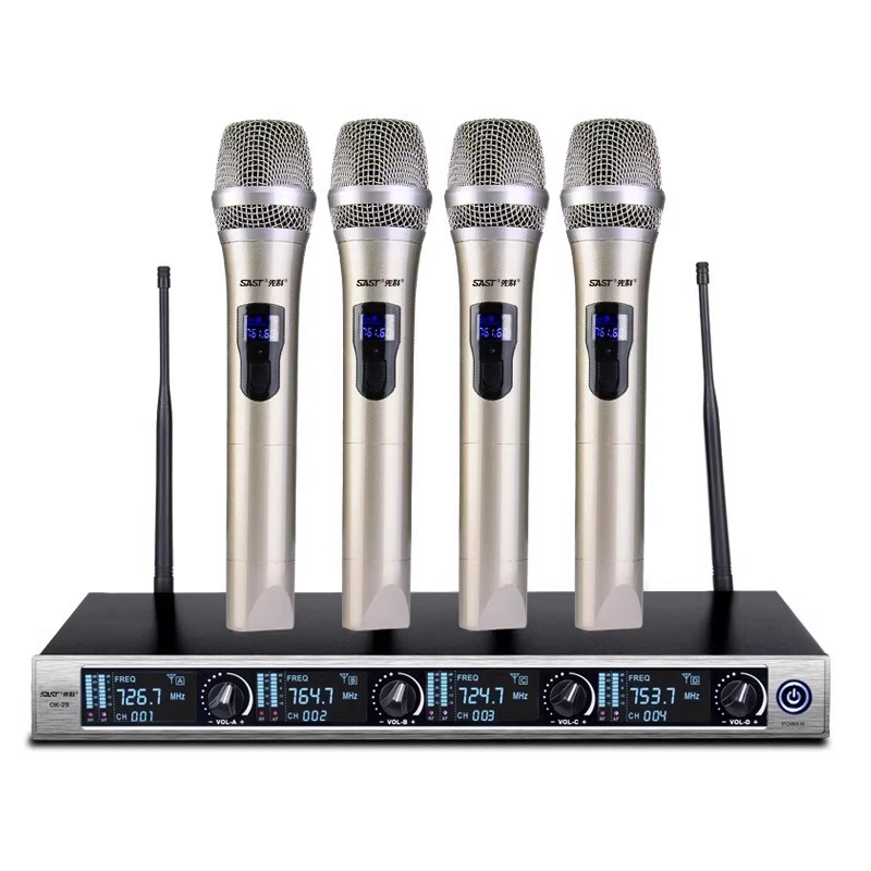 Micrófono inalámbrico OK - 12 para el hogar karaoke metal U segmento FM uno arrastrar dos micrófono de conferencia anti-aullante