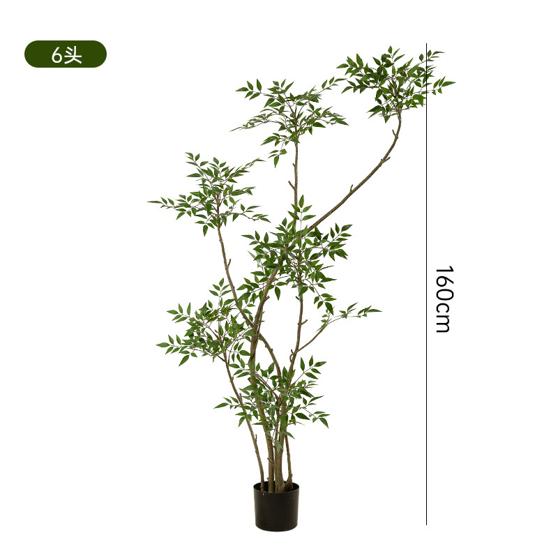 Simulación de plantas verdes Sensación avanzada Bambú Nantian Planta en maceta de piso grande Sala de estar interior Árbol falso biónico Decoración de plantas