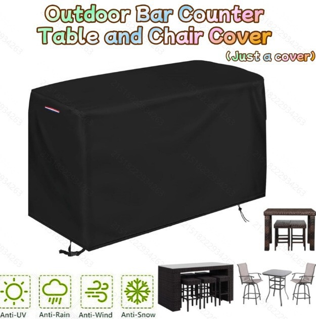 Outdoor bar table and chair cover, dustproof, waterproof, sunproof, windproof, Oxford cloth, black, thickened version Outdoor bar table and chair cover, dustproof, waterproof, sunproof, windproof, Oxford cloth, black, thickened version