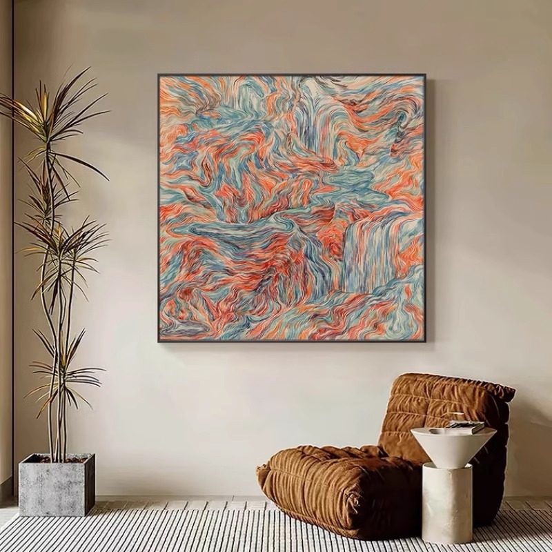 Abstract Style Bedroom Bedside Restaurant Mural Square Guest Room Hanging Painting Designer Art Hotel Room Decoration Painting