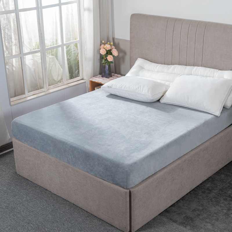 Mo ran home textile solid color milk velvet fitted sheet full circle elastic band bed sheet mattress protective cover