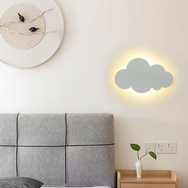 Luz de pared de cabezal de cama moderna minimalista fondo de dormitorio creativo nórdico nubes pasillo con interruptor táctil lámpara de pared