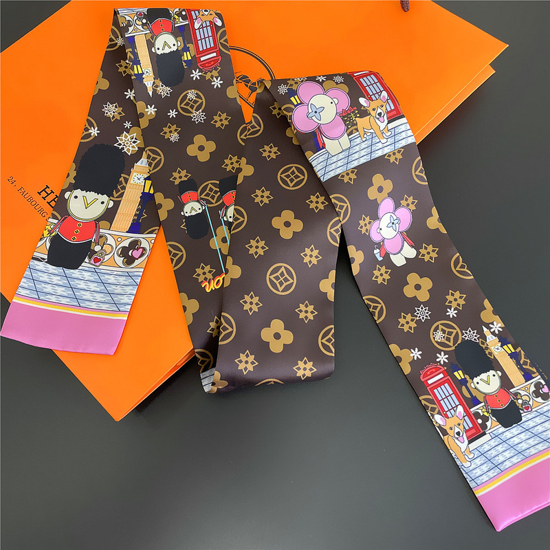 Spring and Autumn New Ribbon Women's Korean-style All-match Long Silk Scarf French Retro Hair Ribbon Imitation Silk Ribbon Live Business