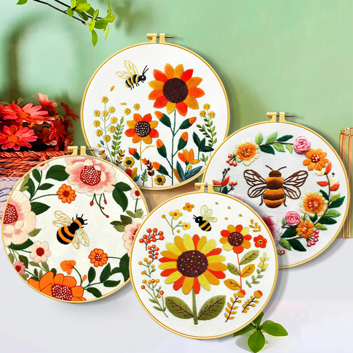 Transfronterizos Mona Lisa Royal nuevo bordado girasol abeja colección de material de bordado DIY paquete de bordado