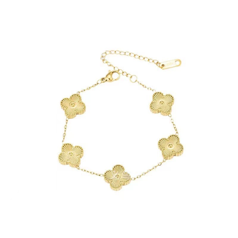 Браслет из нержавеющей стали, 18K, подвеска in Four‑Leaf Clover, стойкий к выцветанию летний браслет