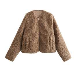秋冬新款欧美跨境女装街头时尚颗粒羊羔毛抓绒宽松保暖短款夹克外