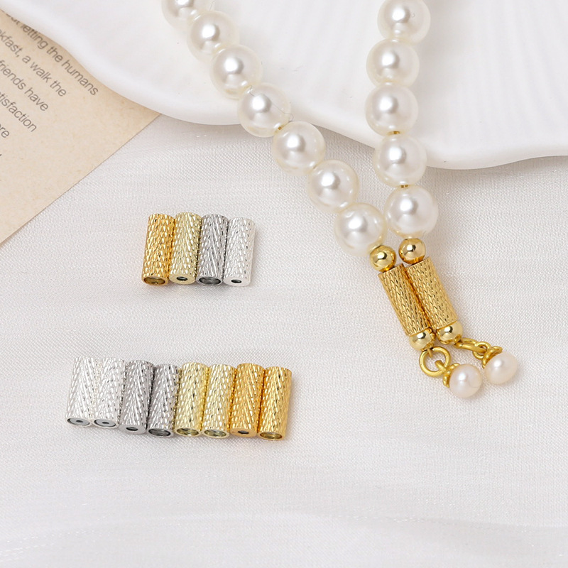 Gold-Plated Magnetic Flower-Shaped Straight Tube Perforated Spacer Beads DIY Beaded Double-Row Pearl Bracelet Necklace Accessories End Clasp Gold-Plated Magnetic Flower-Shaped Straight Tube Perforated Spacer Beads DIY Beaded Double-Row Pearl Bracelet Necklace Accessories End Clasp