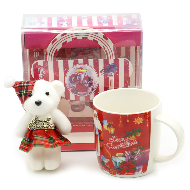 Tazas de cerámica de Navidad tazas de café tazas de Santa Claus tazas de regalo de Navidad tazas de marca con set de oso de Navidad