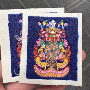 Pure hand-painted mineral pigment Thangka auspicious eight treasures painting heart 4*5 card core