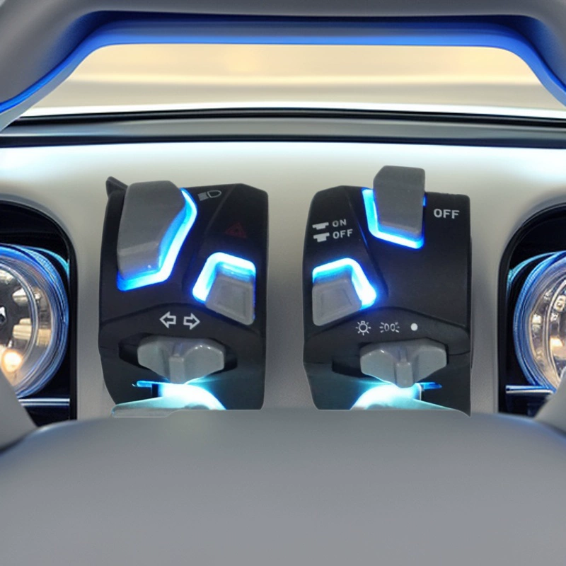 Modified pedal, steering wheel, seats group, glowing universal switch key, flashing light