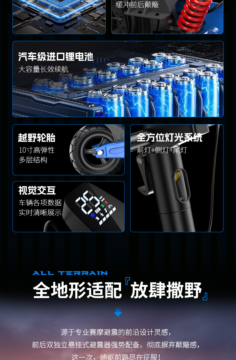 10inch Electric Folding Scooter, Portable Adult Mobility Scooter, Small Electric Vehicle with a Range of about 60Km, Cross-Border