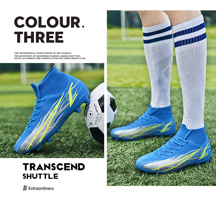 Scarpe da calcio alte transfrontaliere 46 di grandi dimensioni 47 AG unghie lunghe tf unghie rotte set di calzini da uomo e da donna_voghion.com