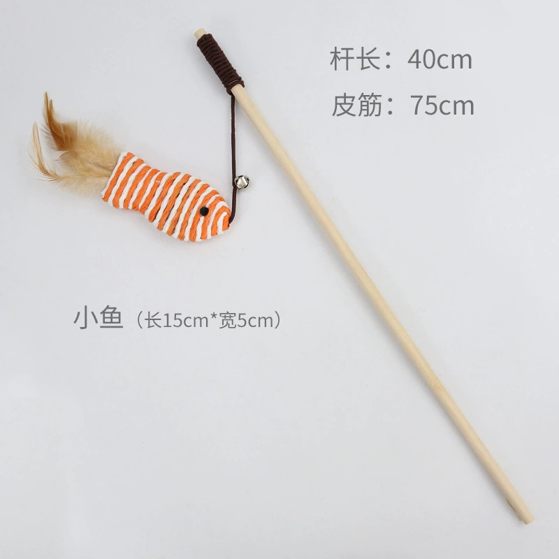 Fabricante spot ratón de lino palo de gato divertido poste de madera con campana auto-alivio gato juguetes suministros para mascotas