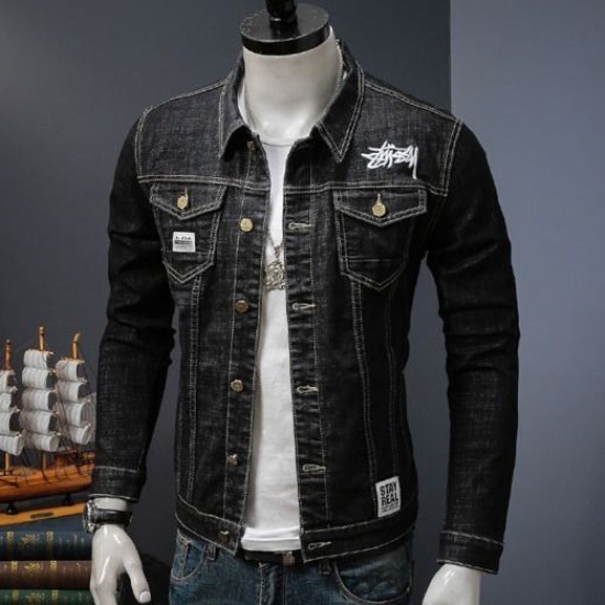 Ropa DE TRABAJO fina de primavera Abrigo de mezclilla de estilo coreano de los hombres Slim-Fit de moda guapo chaqueta de los hombres de moda marca japonesa top