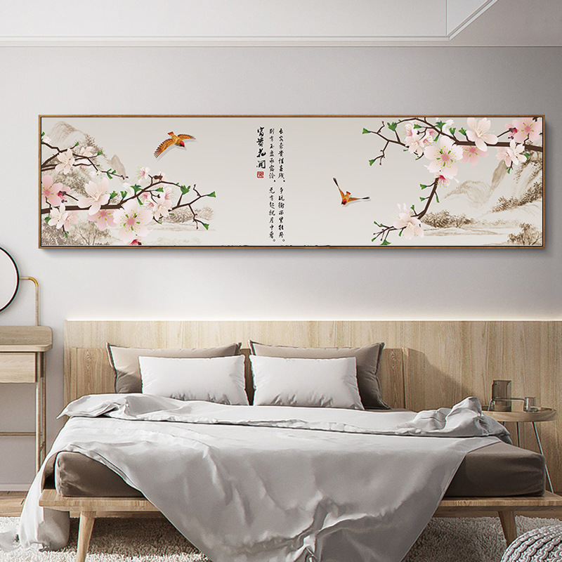 新中式客厅装饰画沙发背景墙画禅意卧室床头挂画水墨画壁画花鸟画