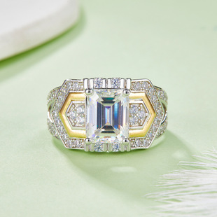 S925�y�18K�׽��ɫ��ĸ�G��Īɣ�Ů��7*9mm/3.0CT