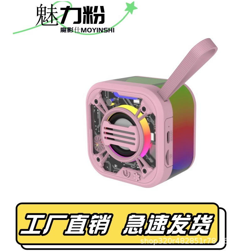2025新款便携式无线蓝牙音箱透明炫彩灯机甲支持TWS插卡小音响|undefined