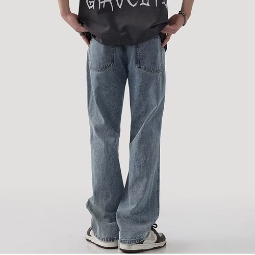 Men's Loose Straight Leg Fall American Wash Retro Cool Streetwear Design Sensibility Jeans