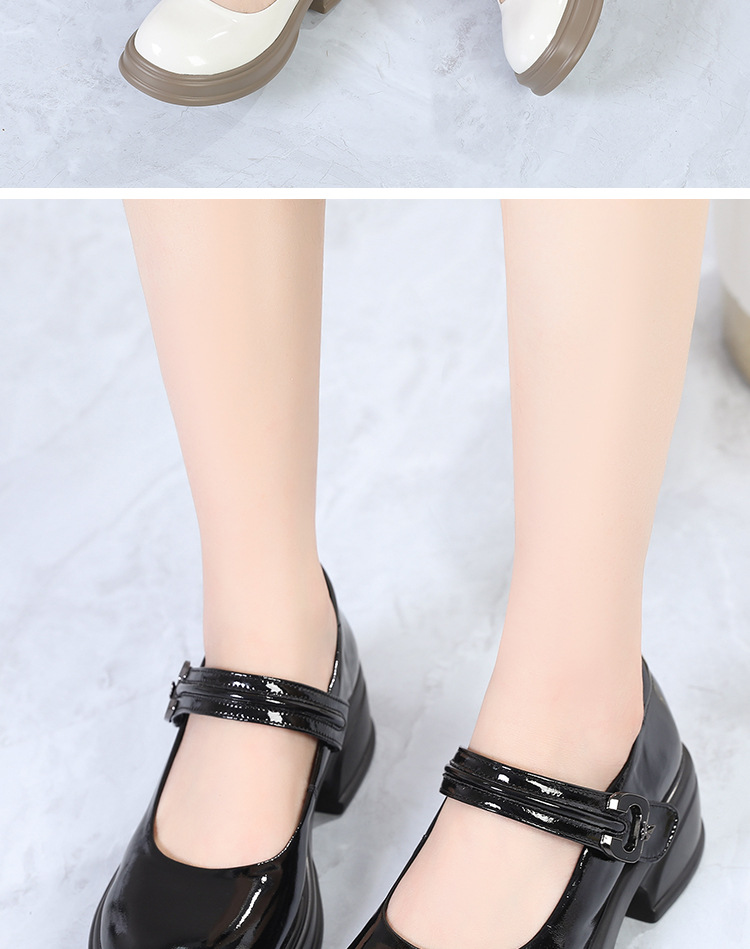 Giày Mary Jane nữ da thật mũi tròn đế dày bánh xốp nhẹ chống trượt — Màu đen chi tiết 9