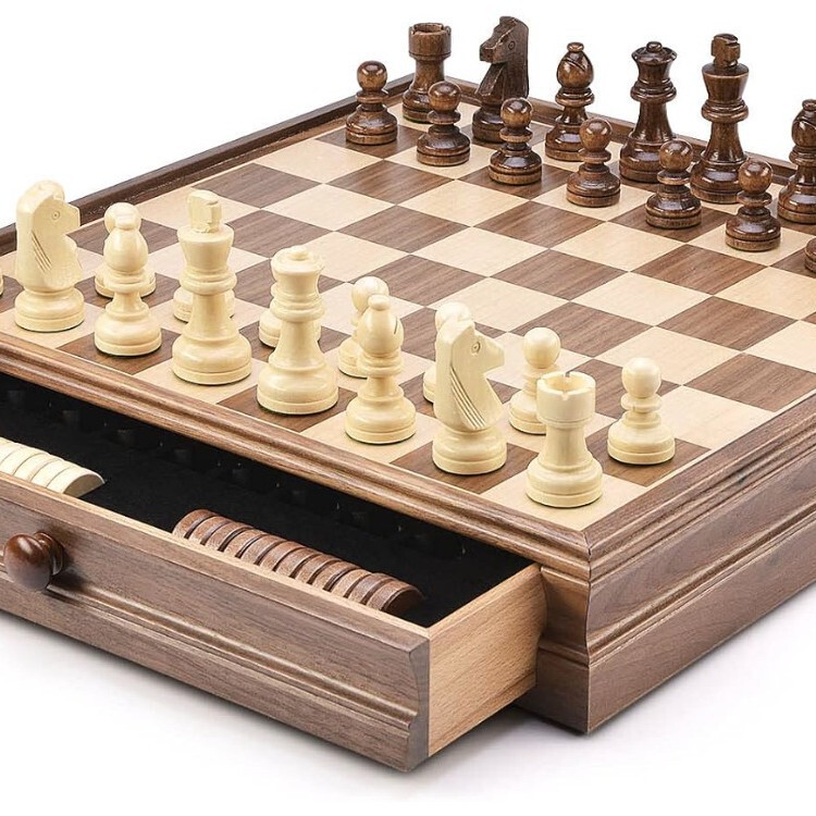 Walnut solid wood chess checkers suit drawer/high-grade solid wood chess box/WOODEN CHE cross-border