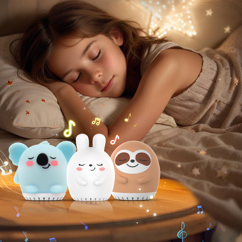 クリエイティブミニホワイトノイズミュージックナイトライトポータブル子供用睡眠補助マシンミニ動物ベッドサイドパッティングライト|undefined