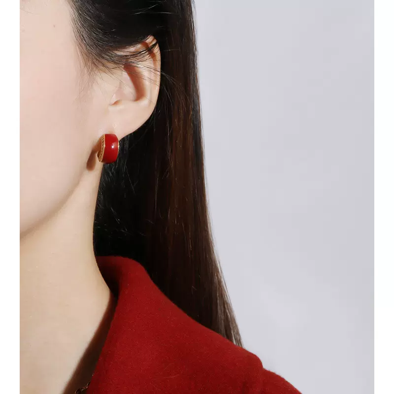 耳钉925银安可拉红锆石耳扣轻奢小众ins耳饰批发女高级感饰品批发